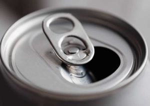 closeup of ringpull on a soft drink can